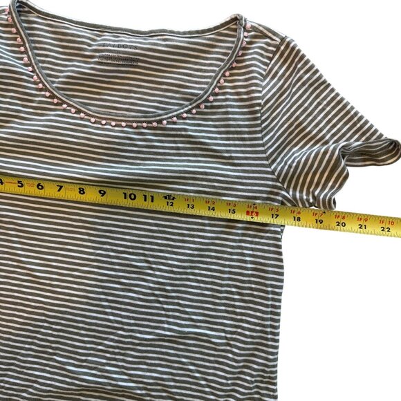 Talbots Womens Striped Scoop Neck Short Sleeve T-Shirt Medium Pima Cotton - Picture 6 of 6